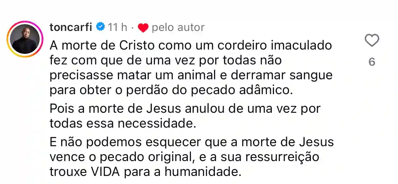 Comentário de Ton Carfi - @Reprodução